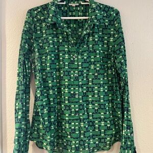Halogen Green Geometric Button Down Shirt
